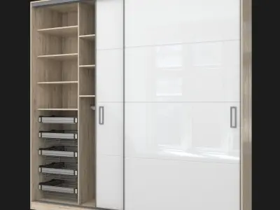 Sliding wardrobe in a narrow Modus MS163 profile 3D model