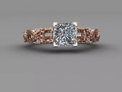 Rose Gold Women Diamond Ring 3D print model 3D print model 61