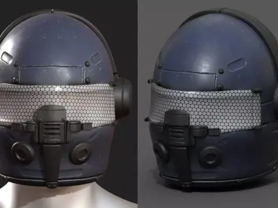 Helmet scifi fantasy military combat  Low-poly 3D model