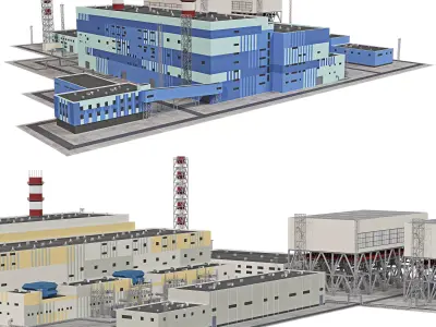 Thermal power plant TPP 3D model