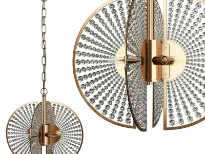 LOFTEY gold chandelier with crystals hanging from it Low-poly 3D model