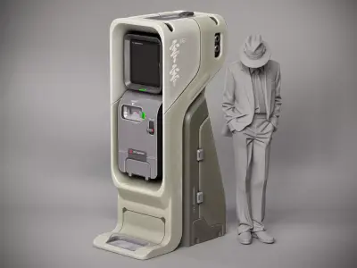 Sci-fi Console X2 PBR Low-poly 3D model