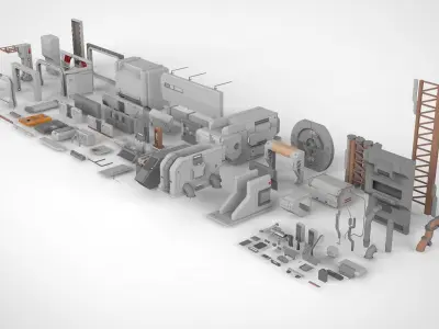 Sci-Fi architecture Elements collection 15 3D model