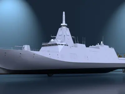  Japanese Mogami Class Frigate FFM-2 with Helicopter Rigged 