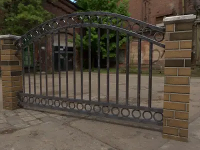 fence 2 wrought iron gate Low-poly 3D model