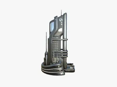SciFi Building A09 Dark Metal - Sci Fi Exterior Design Low-poly 3D model
