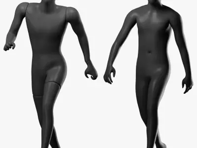  Black Rigged Simple and Sport Men Mannequins 