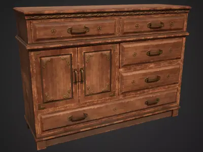 Stylized Dresser Low-poly 3D model