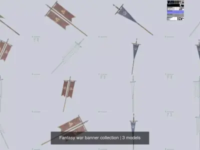 Fantasy war banner collection 3D Model Pack