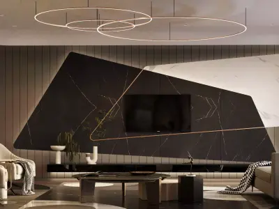 living room and kitchen design scene in 3dsmax corona 3D model 3D model