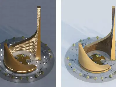 Dancing Tower 3D Model  Architectural Maquette rendering 3D model