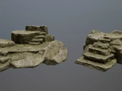 Altar Set rock Low-poly 3D model