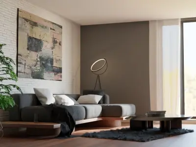 Design of a living room in a modern and sports style 3D model
