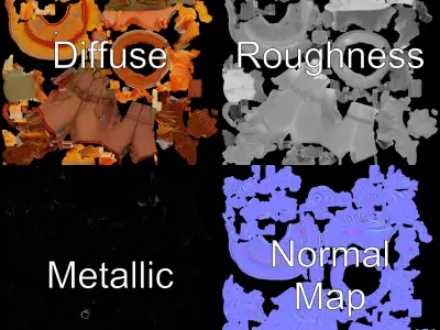 Flaming Scarecrow Rigged and Animated D Character Model Low-poly 3D model