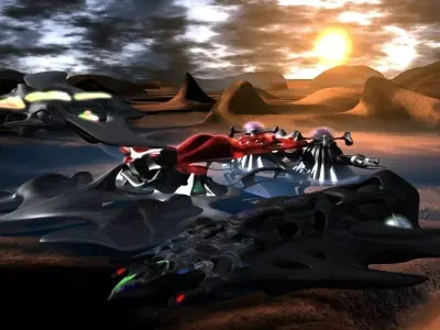 Alien lifeforms in outer space 3D model