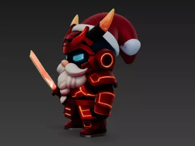 Cyber Samurai Santa Claus Futuristic Warrior 3D Character Model 3D model