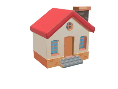 Classic Cartoon House  Low-poly 3D model