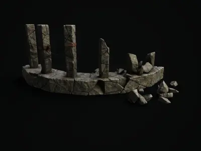 Mystic stone ruins Low-poly 3D model