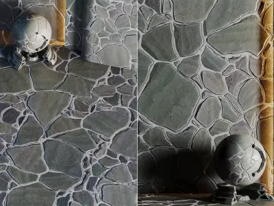 No09 Slate Floor Stone - PBR - 4K - PNG - Seamless Low-poly 3D model