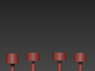 Table four marble lamps on shelf 3D model