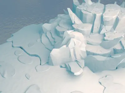 Cartoon Iceberg  Ice Cave sea surface  Snow Mountain 3D model
