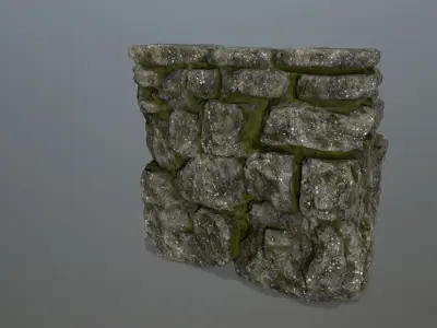 Stairs stone wall Low-poly 3D model