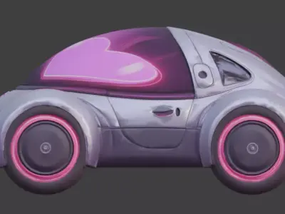 Stylized Sci-Fi Valentine Hover Car 3D Model Low-poly 3D model