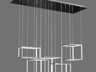 candela pendant light with four cubes hanging from it 3D model