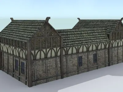 Medieval Village Stable Low-poly 3D model