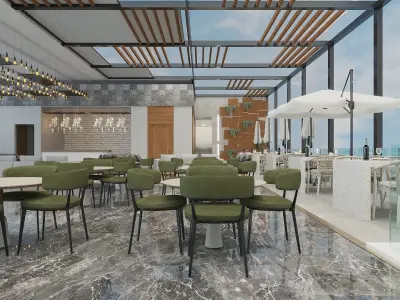 Restaurant And Out Door Caffe  Low-poly 3D model