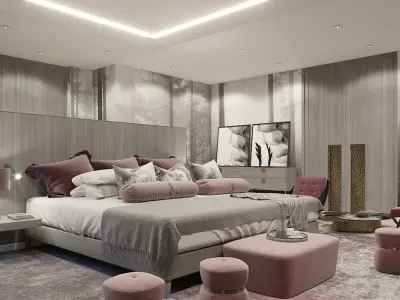 Corona - C4D Scene Files - Master Bedroom Interior 3D model