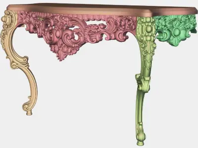 Carved console 2 leg table for CNC 03 3D model