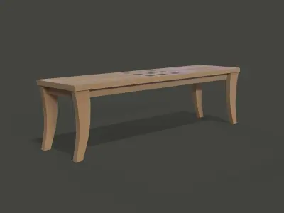 wooden bench Low-poly 3D model