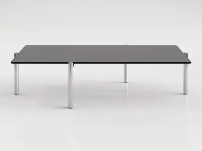 DS-21-91 table with glass top and stainless steel legs 3D model