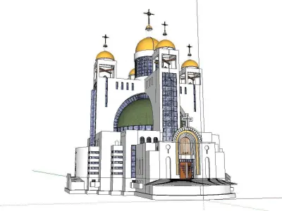 Architecture-Religion-God-Culture-Temple-096 church with two ... 3D model