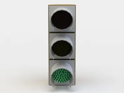 Green traffic light Low-poly 3D model