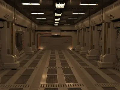 sci fi corridor 3D model