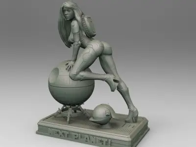 Star Wars Death Star operator pin up girl 3D print model