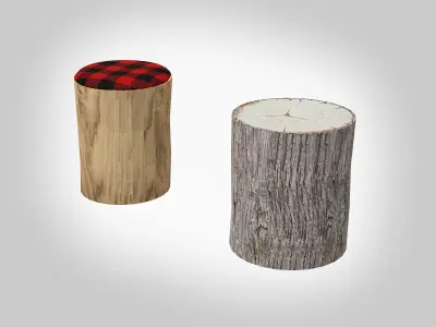 Wood Log Seating Low-poly 3D model