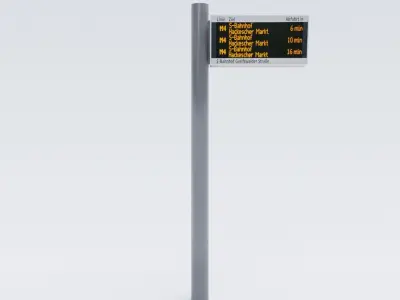 German Berlin Bus Stop Timetable Pole 3D model