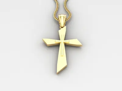 Light Gold 18K Cross Pendant 2CP026 3D print model