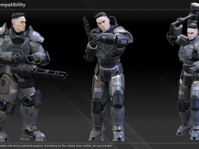 Scifi Heavy Soldier Max Low-poly 3D model