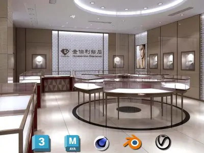 Complete JEWELRY SHOP - Retail Environment Display Assets Low-poly 3D model