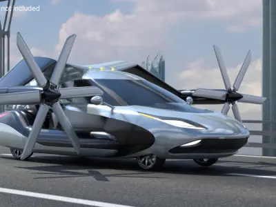  Concept Futuristic Flying Car Rigged 