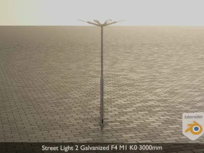 Street Light 2 Galvanized F4 M1 K0 3000 mm Low-poly 3D model