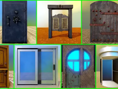 Door Pack Low-poly 3D model