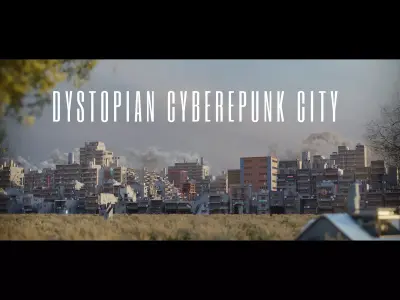 Dystopian Cyberpunk Suburb City Low-poly 3D model