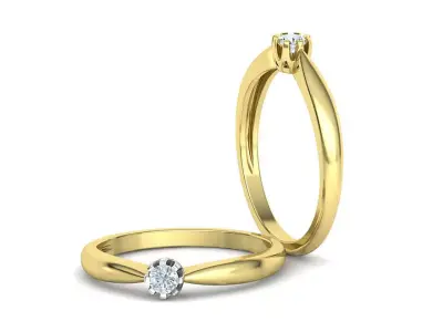 3mm Crown Solitaire Ring two-tone Ring 3dmodel 3D print model
