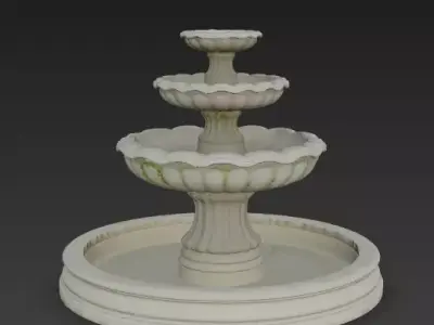Antique Three-Tiered Sandstone Garden Fountain 3D Model Low-poly 3D model