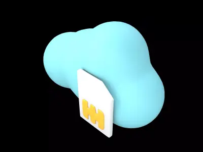 eSim Card Icon v1 004 Low-poly 3D model